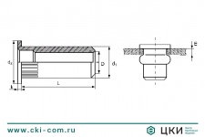 Заклёпка-гайка стальная с плоским бортиком рифлёная (СТ СТ РИФ) 