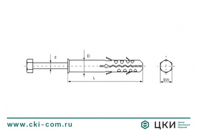 Дюбель MBR-SS с шурупом HEX (6kt)